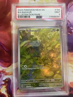 Pokemon 2023 Mew en Bulbasaur Illustration Rare Card 166/165 PSA 9 - Image 1