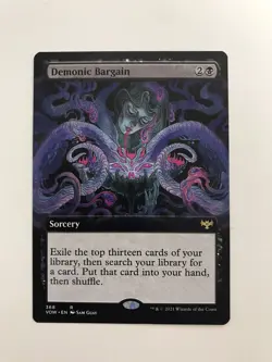 Demonic Bargain Extended Borderless MTG Magic the Gathering Card NM Mint VOW - Image 1