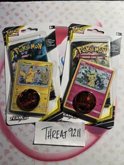 Pokemon Sun & Moon TEAM UP Lot of 2 Blister Packs Art Random Pikachu Mimikyu - Image 1
