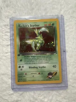 Pokemon TCG- Rocket's Scyther 13/132 Gym Heroes 1st Edition w/Swirl Nm - Image 1