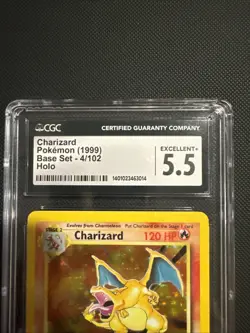 Pokemon Base Set Charizard 4/102 Holo Rare CGC 5.5 Excellent Condition WOTC 1999 - Image 2