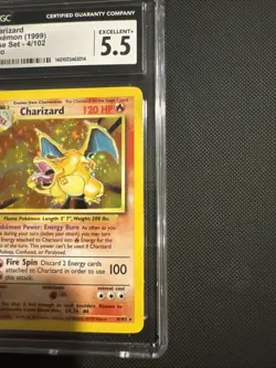 Pokemon Base Set Charizard 4/102 Holo Rare CGC 5.5 Excellent Condition WOTC 1999 - Image 3
