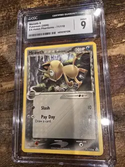 CGC 9 GEM MINT Meowth 71/110 Ex Holon Phantoms Pokemon Card 2006 - Image 1