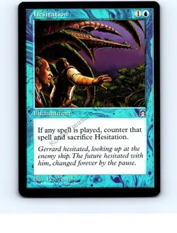 Hesitation Blue Uncommon Stronghold MTG NP Near Mint or Better - Image 1