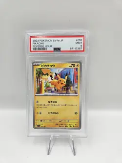 Pokemon PSA 9 Pikachu Reverse Holo Shiny Treasure ex Japanese 055/190 Graded - Image 1