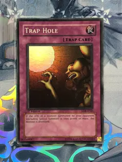 LOB-E046 Trap Hole Super Rare 1st Edition MP! YuGiOh TCG - Image 1
