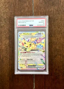 Pikachu ex #57 - PSA 10 - Surging Sparks Pokemon Card - Image 1