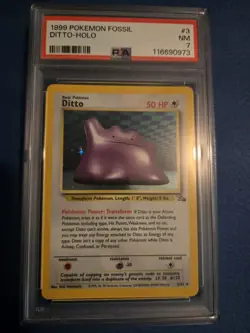1999 Pokemon Fossil Ditto Holo Card #3 PSA NM 7 - Image 1