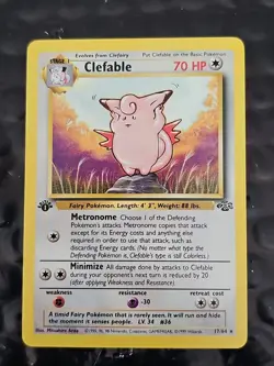 CLEFABLE 1999 Pokemon Jungle 1st Edition NON-HOLO Rare Card #17 - Image 1