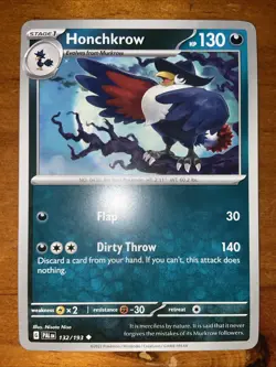 Pokemon TCG Honchkrow Card Paldea Evolved Scarlet Violet 132/193 Near Mint 2023 - Image 1
