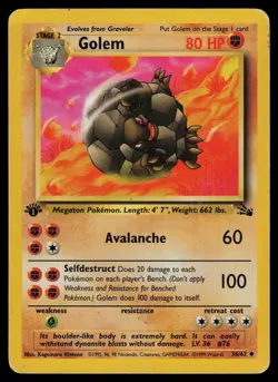 Golem - 36/62 - Pokemon Card Fossil 1st Edition Uncommon - HP - Image 1