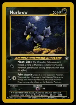 Murkrow - 24/111 - Pokemon Card Neo Genesis 1st Edition Rare - LP - Image 1