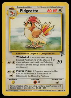 Pidgeotto - 28/130 - Pokemon Card Base Set 2 Rare - HP - Image 1