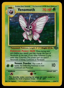 Venomoth - 13/64 - Pokemon Card Jungle Unlimited Holo Rare - LP - Image 1