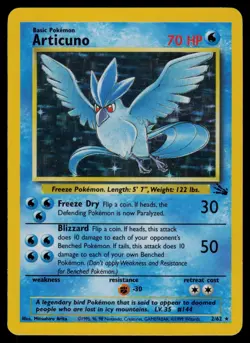 Articuno - 2/62 - Pokemon Card Fossil Unlimited Holo Rare - LP - Image 1