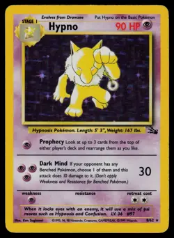 Hypno - 8/62 - Pokemon Card Fossil Unlimited Holo Rare - LP - Image 1