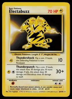 Electabuzz - 20/102 - Pokemon Card Base Set Unlimited Rare - LP - Image 1