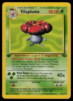 Vileplume - 31/64 - Pokemon Card Jungle 1st Edition Shadowless Rare - LP - Image 1