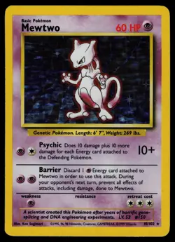 Mewtwo - 10/102 - Pokemon Card Base Set Unlimited Holo Rare - LP - Image 1