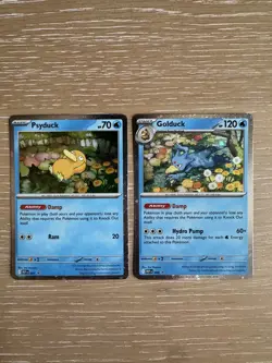 Pokemon TCG Mega Evolutions Psyduck 007 Golduck 008 Black Star Promo Holo - Image 1