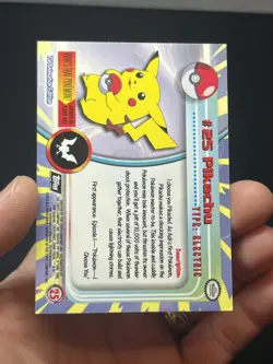 Topps Pokemon Series 1 Pikachu Silver Foil embossed FLAMES 3rd print - Image 4