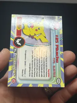 Topps Pokemon Series 1 Pikachu Silver Foil embossed FLAMES 3rd print - Image 5