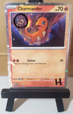 Charmander SVP047 w/ Swirl Cosmos Holo Black Star 151 Promo Pokemon Card H - Image 1