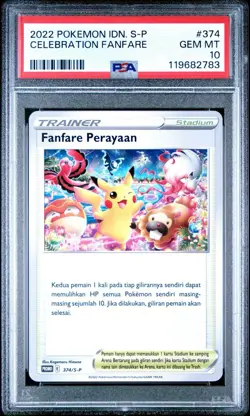 PSA 10 2022 Celebration Fanfare 374/S-P Championship Promo Pokemon Indonesian - Image 1