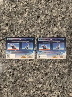 2 Pokemon Scarlet And Violet Serial Codes Shiny Koraidon or Miraidon UNSCRATCHE - Image 1