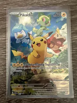 Pokemon TCG | Pikachu | SVP 027 | Pokemon Center Stamped Promo | NM - Image 1
