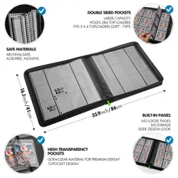 Toploader Binder, Trading Card Binder Storage, 384 12 Pocket Top Loader Binder - Image 5
