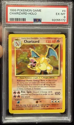 1999 POKEMON BASE SET UNLIMITED #4 CHARIZARD-HOLO PSA 6 - Image 1