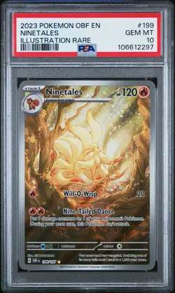 2023 POKEMON OBF EN-OBSIDIAN FLAMES ILLUSTRATION RARE #199 NINETALES PSA 10 - Image 1
