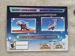 Pokemon Scarlet And Violet Serial Codes Shiny Koraidon or Miraidon UNSCRATCHED! - Image 1