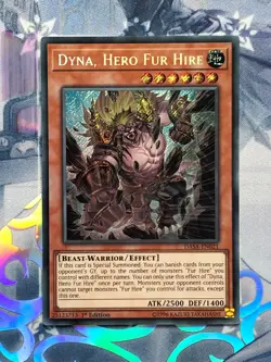 DASA-EN021 Dyna, Hero Fur Hire 1st Edition Secret Rare NM YuGiOh TCG - Image 1