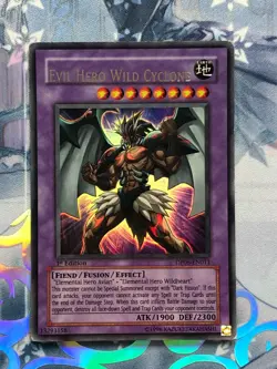*Misprint* DP06-EN011 Evil Hero Wild Cyclone Ultra Rare 1st Ed LP! YuGiOh TCG - Image 1