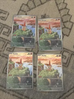 Pokemon Victini Illustration Rare Jumbo Promo SVP208 Card Lot X4 - Image 2