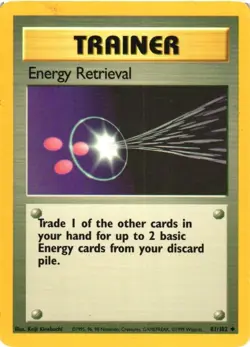 Energy Retrieval Trainer 81/102 Base Set Uncommon 1999 Pokemon Game Card WOTC - Image 1