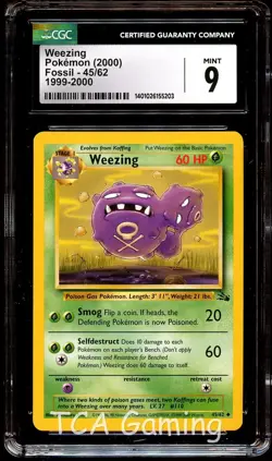 CGC 9 MINT Weezing 45/62 Fossil 1999-2000 (RED LOGO) Pokemon Card 203 - Image 1