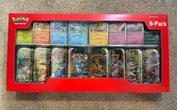 Pokemon TCG Prismatic Evolutions 8 Mini-Tin Bundle w/ Promo Cards COSTCO SEALED - Image 1