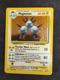 Magneton 9/102 HOLO Rare Base Set Unlimited 1999 Vintage WOTC Pokemon Card NM - Image 1