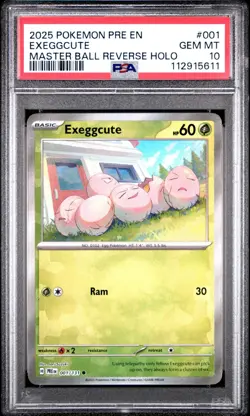2025 POKEMON PRISMATIC EVOLUTIONS MASTER BALL REVERSE HOLO #001 EXEGGCUTE PSA 10 - Image 1