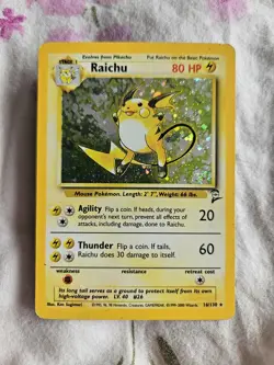 Pokemon TCG WOTC Raichu Base Set 2 Holo 16/130 Rare Exc - Image 1