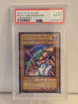 2010-17 YU-GI-OH! RIGHT ARM OF FORBIDDEN ONE LOB REPRINT #LOB-122 PSA 8 NM-MT - Image 1