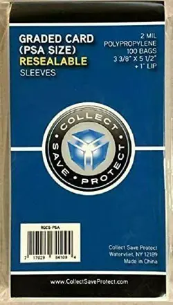 (500)=5 PACKS of 100~CSP Perfect Fit PSA Graded Card SLEEVES Resealable BAGS 717029841094 - Image 1