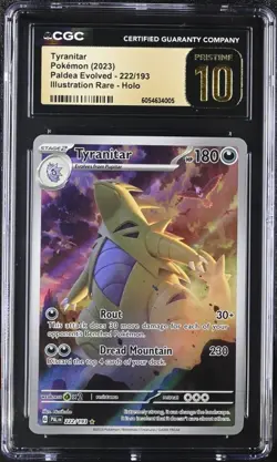 Pokemon TCG Tyranitar 222/193 CGC 10 Pristine - Paldea Evolved Illustration Rare - Image 1