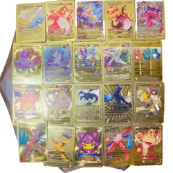Pokemon Gold Foil Metal Fan Art VMAX 20 Cards Pokemon Charizard Meowtwo - Image 1