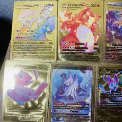 Pokemon Gold Foil Metal Fan Art VMAX 20 Cards Pokemon Charizard Meowtwo - Image 2