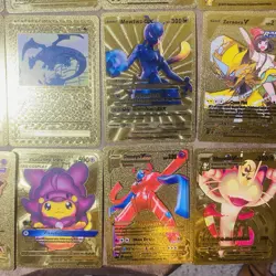 Pokemon Gold Foil Metal Fan Art VMAX 20 Cards Pokemon Charizard Meowtwo - Image 4