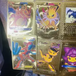 Pokemon Gold Foil Metal Fan Art VMAX 20 Cards Pokemon Charizard Meowtwo - Image 5